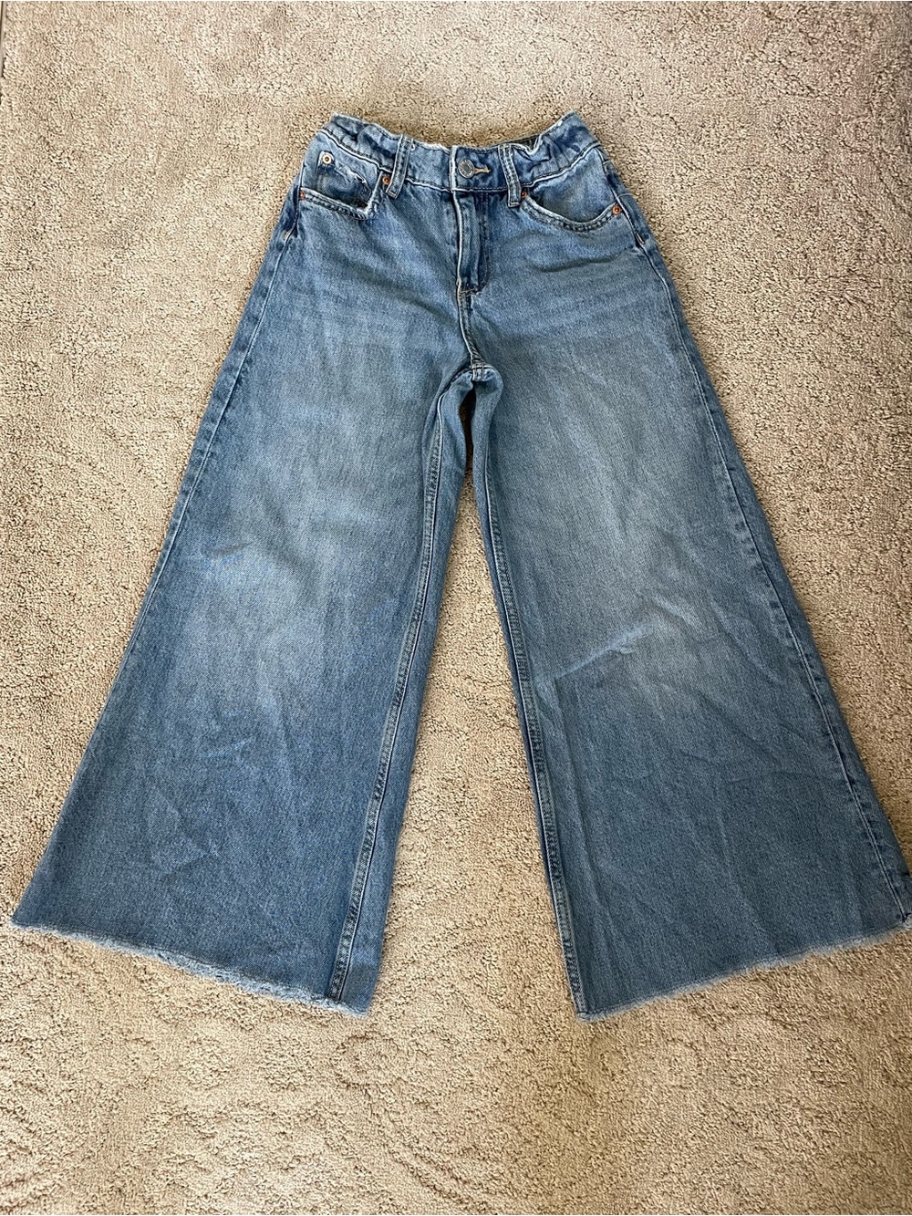 H&M Light Blue Super Wide-Leg Mid Waist Kids Jeans Size 8
